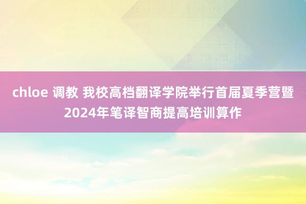 chloe 调教 我校高档翻译学院举行首届夏季营暨2024年笔译智商提高培训算作