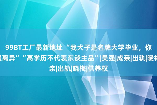 99BT工厂最新地址 “我犬子是名牌大学毕业，你凭什么提离异”“高学历不代表东谈主品”|吴强|成亲|出轨|晓梅|供养权