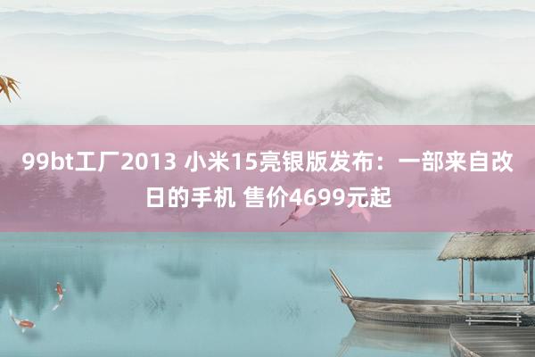 99bt工厂2013 小米15亮银版发布：一部来自改日的手机 售价4699元起