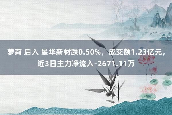 萝莉 后入 星华新材跌0.50%，成交额1.23亿元，近3日主力净流入-2671.11万