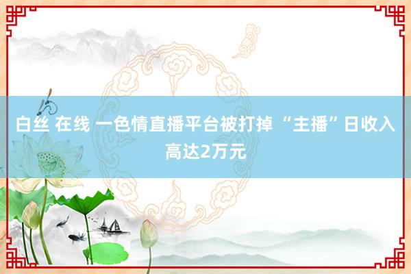 白丝 在线 一色情直播平台被打掉 “主播”日收入高达2万元